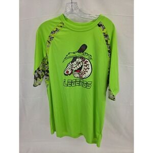 Badger Sport Legends Baseball Shirt Mens XL Neon Green Digital Camo Performance